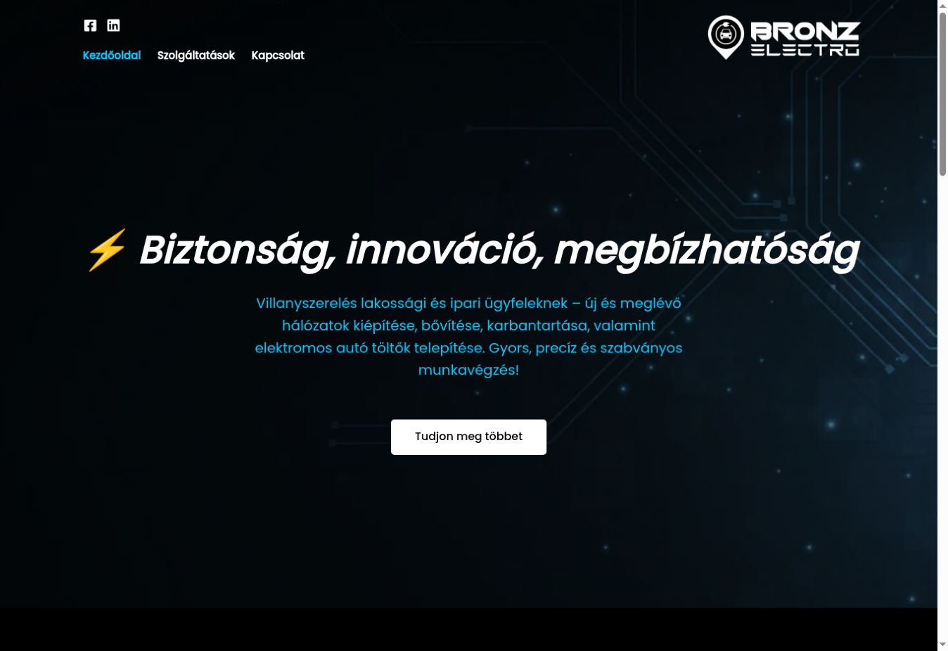 Bronzelektro – weboldal-előnézet