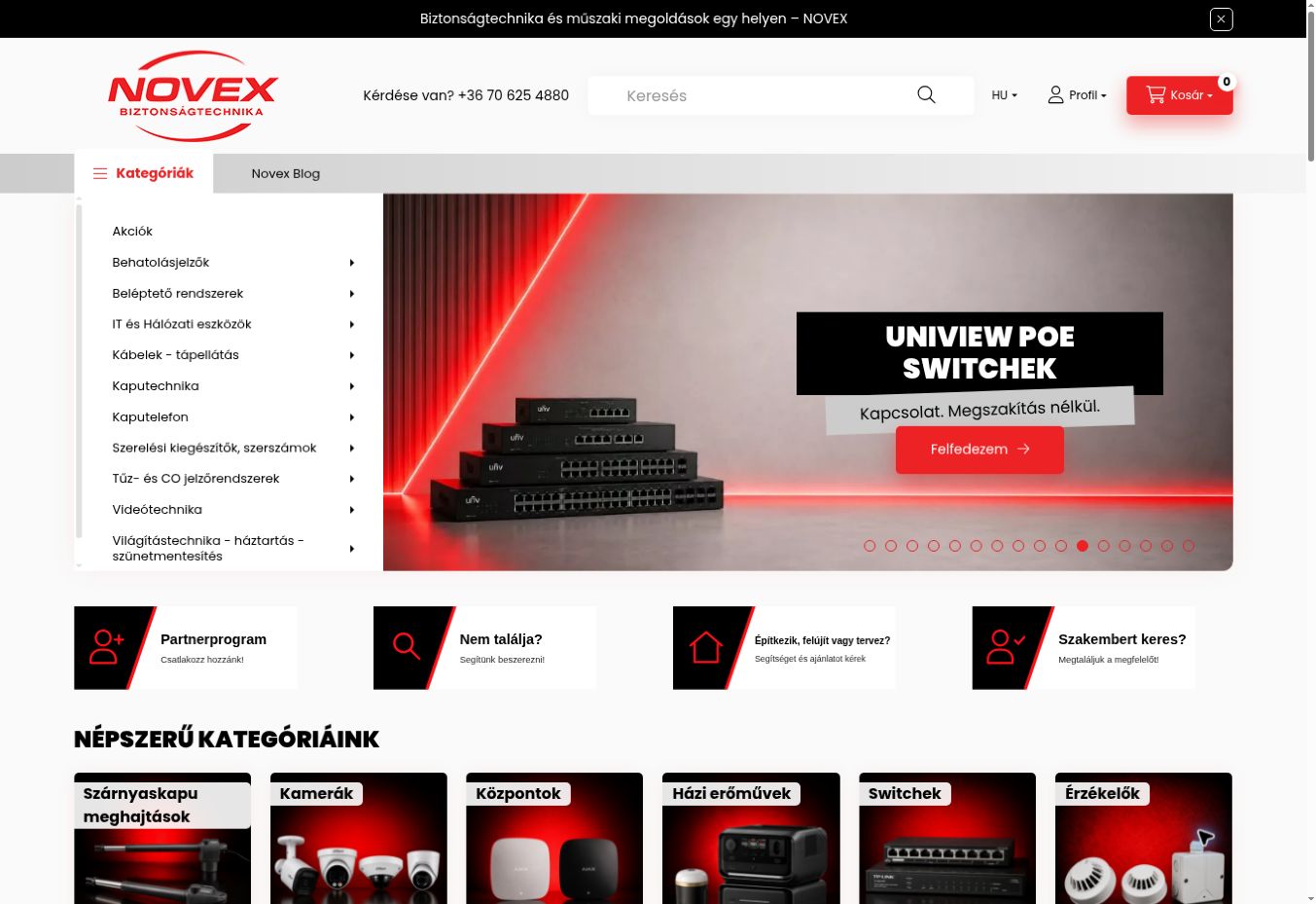 NOVEX – weboldal-előnézet